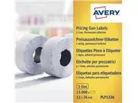 Een Avery PLP1226 etiketten voor prijstang permanent, ft 12 x 26 mm, 15 000 etiketten, wit koop je bij ShopXPress