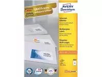 Een Avery Zweckform 3424, Universele etiketten, Ultragrip, wit, 100 vel, 12 per vel, 105 x 48 mm koop je bij ShopXPress