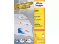 Een Avery Zweckform 3483, Universele etiketten, Ultragrip, wit, 100 vel, 4 per vel, 105 x 148 mm koop je bij ShopXPress