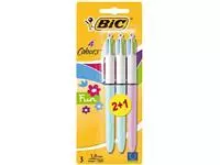 Een Bic Colours Fun 4-kleurenbalpen, medium, pastel inktkleuren, blister van 2+1 gratis koop je bij ShopXPress