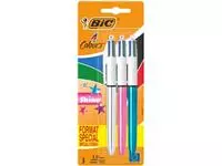 Een Bic Colours Shine 4-kleurenbalpen, medium, klassieke inktkleuren, blister van 3 stuks koop je bij ShopXPress