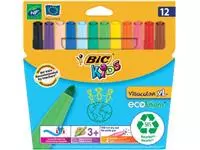 Een Bic Kids Viltstift Visacolor XL Ecolutions 12 stiften in een kartonnen etui koop je bij ShopXPress