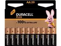 Een Duracell batterij Plus 100% AA, blister van 20 stuks koop je bij ShopXPress