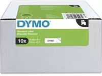 Een Dymo D1 tape 12 mm, zwart op wit, pak van 10 stuks koop je bij ShopXPress