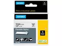Een Dymo RHINO flexibele nylontape 12 mm, zwart op wit koop je bij ShopXPress
