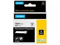 Een Dymo RHINO permanente polyester tape 19 mm, zwart op wit koop je bij ShopXPress