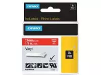 Een Dymo RHINO vinyltape 12 mm, wit op rood koop je bij ShopXPress