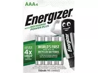 Een Energizer herlaadbare batterijen Power Plus AAA, blister van 4 stuks koop je bij ShopXPress