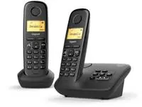 Een Gigaset A270A Duo DECT draadloze telefoon met antwoordapparaat, met extra handset, zwart koop je bij ShopXPress
