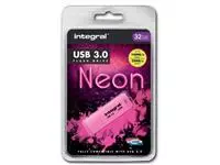Een Integral Neon USB 3.0 stick, 32 GB, roze koop je bij ShopXPress