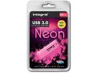 Een Integral Neon USB 3.0 stick, 64 GB, roze koop je bij ShopXPress