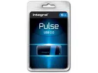 Een Integral Pulse USB 2.0 stick, 16 GB, zwart/blauw koop je bij ShopXPress