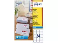 Een Avery witte etiketten QuickDry ft 63,5 x 33,9 mm (b x h), 2.400 stuks, 24 per blad koop je bij ShopXPress