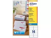 Een Avery witte etiketten QuickDry ft 99,1 x 38,1 mm (b x h), 1.400 stuks, 14 per blad koop je bij ShopXPress