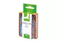 Een Q-CONNECT papierklemmen, 28 mm, doos van 100 stuks, gestreept in wit en geassorteerde kleuren koop je bij ShopXPress