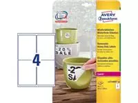 Een Avery afneembare weerbestendige etiketten Ft 99,1 x 139 mm (b x h), wit, doos van 80 etiketten koop je bij ShopXPress
