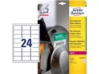 Een Avery ultra resistente etiketten voor buiten ft 63,5 x 33,9 mm (b x h), doos van 240 etiketten koop je bij ShopXPress