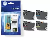 Een Brother inktcartridge, 500 pagina's, OEM LC-421XLVAL, 4 kleuren koop je bij ShopXPress