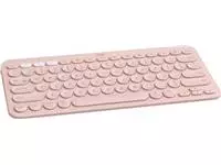 Een Logitech draadloos toetsenbord K380, azerty, roze koop je bij ShopXPress