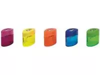 Een M+R potloodslijper Elliptic Swing, 2 gaats, met reservoir, doos van 10 stuks, geassorteerde kleuren koop je bij ShopXPress