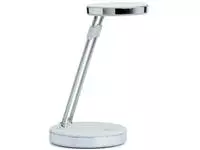 Een MAUL bureaulamp LED Puck op voet, verschuifbaar in hoogte, daglicht wit licht, wit koop je bij ShopXPress