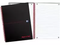 Een Oxford BLACK N&#39; RED spiraalblok karton, 140 bladzijden ft A4, gelijnd koop je bij ShopXPress