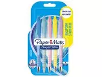 Een Paper Mate balpen Flexgrip Pastel RT, medium, blauwe inkt, blister van 5 stuks, assorti koop je bij ShopXPress
