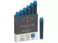 Een Parker Quink Mini inktpatronen blauw, doos met 6 stuks koop je bij ShopXPress