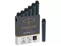 Een Parker Quink Mini inktpatronen zwart, doos met 6 stuks koop je bij ShopXPress