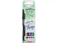 Een Pentel brushpen Sign Pen Brush Touch, kartonnen etui met 4 stuks: zwart, blauw, rood en groen koop je bij ShopXPress
