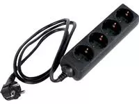 Een Perel contactdoos met 4 stopcontacten, zwart, voor Nederland koop je bij ShopXPress