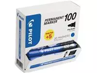 Een Pilot permanent marker 100, XXL doos met 15 + 5 stuks, blauw koop je bij ShopXPress