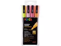 Een Posca paintmarker PC-3M, set van 4 markers, glitter, geel-oranje-roze-rood koop je bij ShopXPress