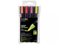 Een Posca paintmarker PC-5M, etui met 4 stuks in geassorteerde fluo kleuren koop je bij ShopXPress