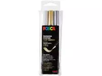 Een Posca paintmarker PCF-350, brush tip, étui van 3 stuks, assorti (goud, zilver en wit) koop je bij ShopXPress