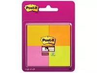Een Post-It Super Sticky notes, 45 vel, ft 47,6 x 47,6 mm, blister van 4 blokken in geassorteerde kleuren koop je bij ShopXPress
