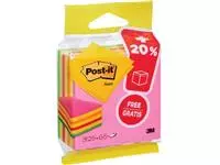 Een Post-it Notes kubus ft 76 mm x 76 mm, Neon, blok van 325 + 65 vel gratis, op blister koop je bij ShopXPress