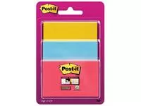 Een Post-it Super Sticky notes, 45 vel, 3 formaten, geassorteerde kleuren , op blister koop je bij ShopXPress