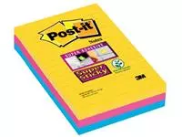 Een Post-it Super Sticky notes XXL Carnival, 90 vel, ft 101 X 152 mm, gelijnd, geassorteerde kleuren, pak van koop je bij ShopXPress