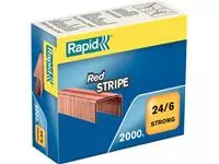 Een Rapid Nietjes 24/6, Red Stripe, verkoperd, doos van 2000 nietjes koop je bij ShopXPress