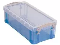 Een Really Useful Box 0,9 liter, transparant blauw koop je bij ShopXPress