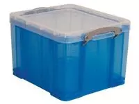 Een Really Useful Box opbergdoos 35 liter, transparant, blauw koop je bij ShopXPress