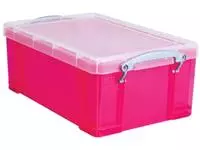 Een Really Useful Box opbergdoos 9 liter, transparant felroze koop je bij ShopXPress