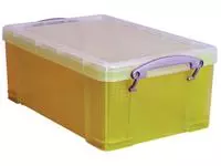 Een Really Useful Box opbergdoos 9 liter, transparant geel koop je bij ShopXPress