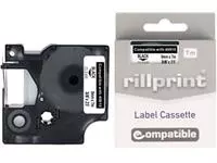 Een Rillprint compatible D1 tape voor Dymo 40910, 9 mm, zwart op transparant koop je bij ShopXPress
