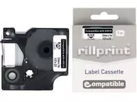 Een Rillprint compatible D1 tape voor Dymo 45010, 12 mm, zwart op transparant koop je bij ShopXPress