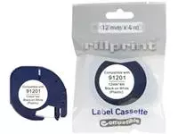 Een Rillprint compatible LetraTAG tape voor Dymo 91201, 12 mm, plastic, wit koop je bij ShopXPress