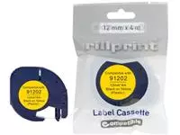 Een Rillprint compatible LetraTAG tape voor Dymo 91202, 12 mm, plastic, geel koop je bij ShopXPress