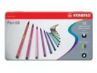 Een STABILO Pen 68 viltstift, metalen doos van 10 stiften in geassorteerde kleuren koop je bij ShopXPress
