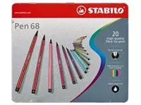 Een STABILO Pen 68 viltstift, metalen doos van 20 stiften in geassorteerde kleuren koop je bij ShopXPress